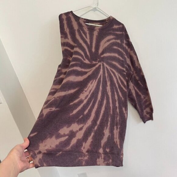 ZELLA Cali Tie Dye Cotton Blend Sweatshirt Dress Purple Mauve ish Long Sleeve L - Picture 8 of 12
